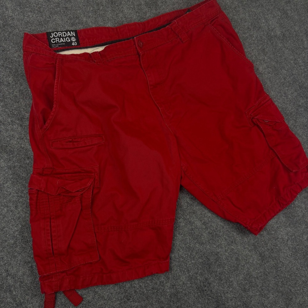 Jordan Craig Mens Red Cotton Cargo Shorts Size 40 Style 4454 Utility Pockets
